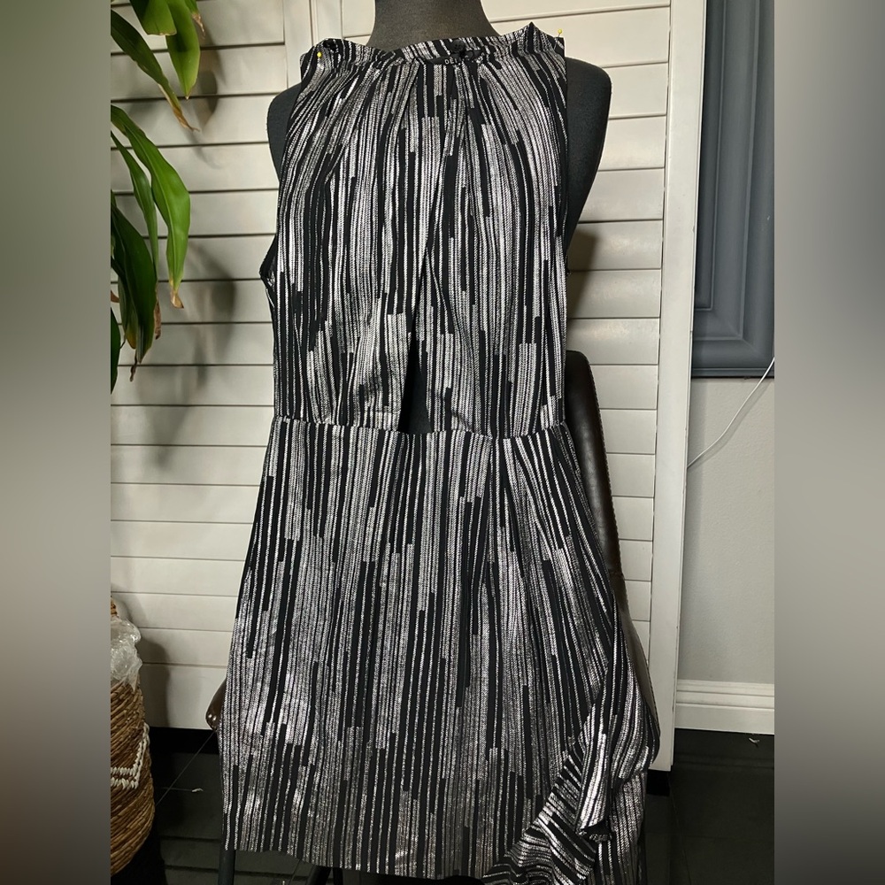 Deluc Black and Silver Backless Dress